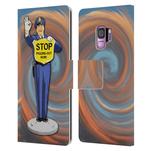 Larry Grossman Retro Collection Stop Pigging Out Leather Book Wallet Case Cover For Samsung Galaxy S9