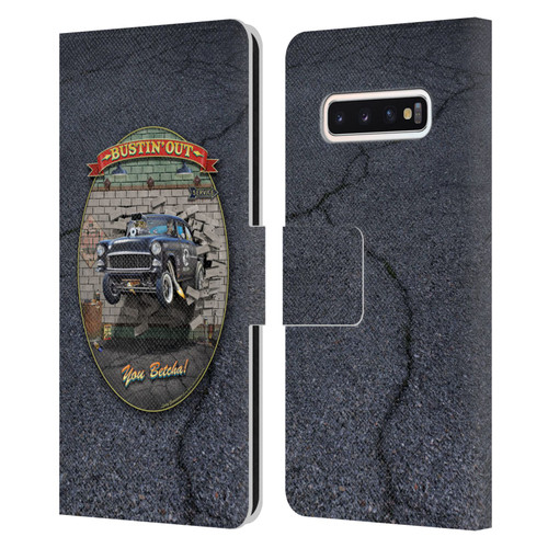 Larry Grossman Retro Collection Bustin' Out '55 Gasser Leather Book Wallet Case Cover For Samsung Galaxy S10