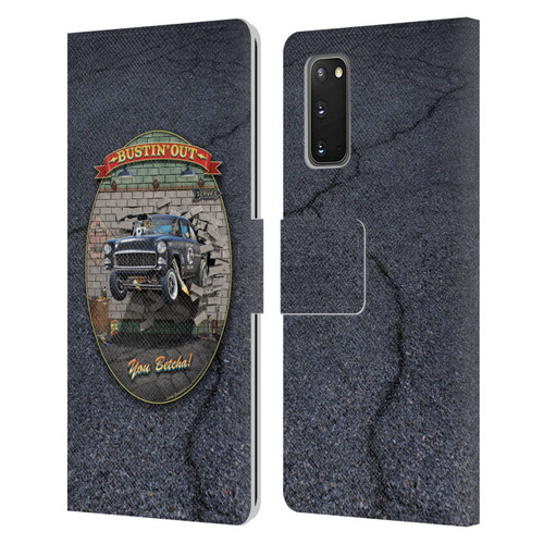 Larry Grossman Retro Collection Bustin' Out '55 Gasser Leather Book Wallet Case Cover For Samsung Galaxy S20 / S20 5G