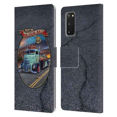 Larry Grossman Retro Collection Keep on Truckin' Rt. 66 Leather Book Wallet Case Cover For Samsung Galaxy S20 / S20 5G
