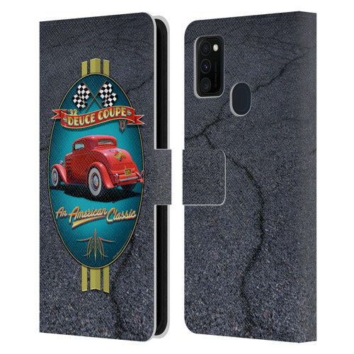 Larry Grossman Retro Collection Deuce Coupe Classic Leather Book Wallet Case Cover For Samsung Galaxy M30s (2019)/M21 (2020)