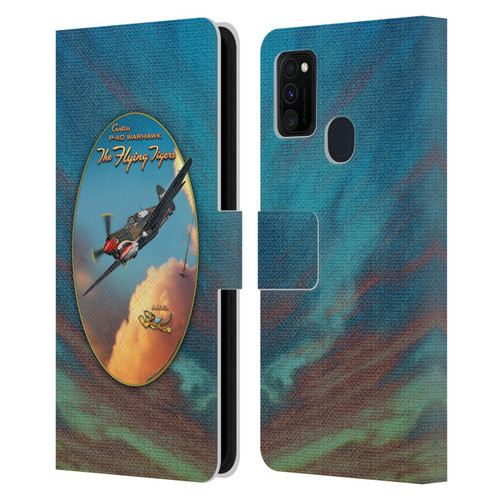 Larry Grossman Retro Collection P-40 Warhawk Flying Tiger Leather Book Wallet Case Cover For Samsung Galaxy M30s (2019)/M21 (2020)