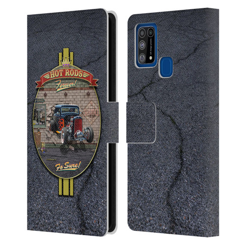 Larry Grossman Retro Collection Hot Rods Forever Leather Book Wallet Case Cover For Samsung Galaxy M31 (2020)