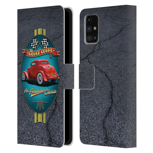 Larry Grossman Retro Collection Deuce Coupe Classic Leather Book Wallet Case Cover For Samsung Galaxy M31s (2020)