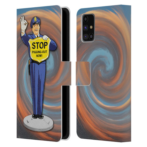 Larry Grossman Retro Collection Stop Pigging Out Leather Book Wallet Case Cover For Samsung Galaxy M31s (2020)