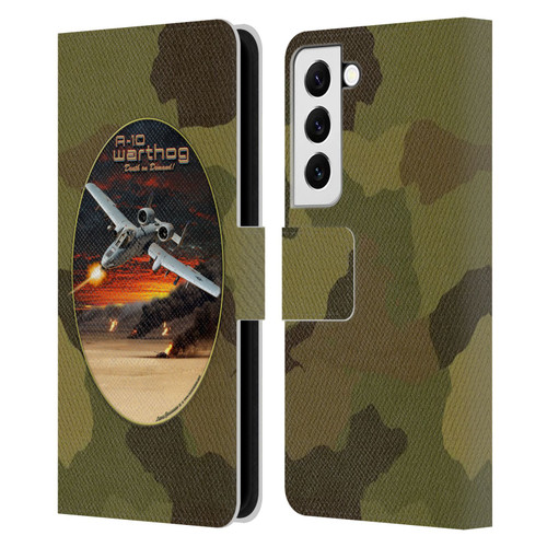 Larry Grossman Retro Collection A-10 Warthog Leather Book Wallet Case Cover For Samsung Galaxy S22 5G