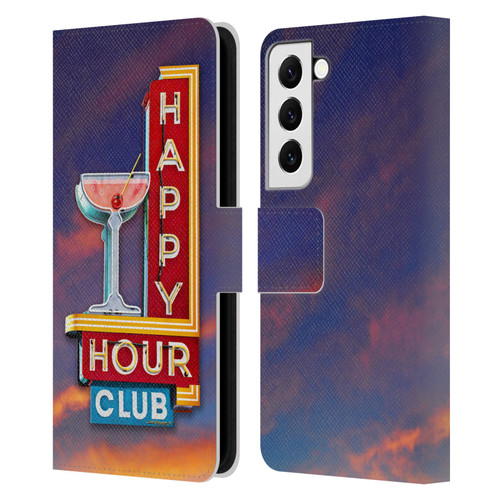 Larry Grossman Retro Collection Happy Hour Club Leather Book Wallet Case Cover For Samsung Galaxy S22 5G