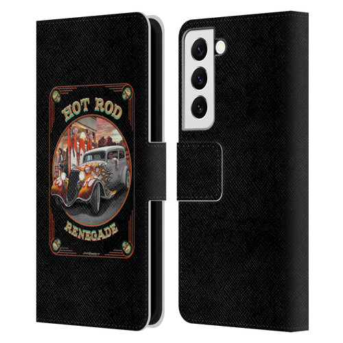 Larry Grossman Retro Collection Hot Rod Renegade Leather Book Wallet Case Cover For Samsung Galaxy S22 5G