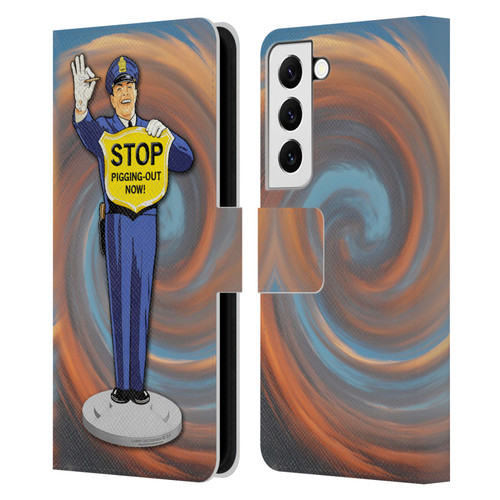 Larry Grossman Retro Collection Stop Pigging Out Leather Book Wallet Case Cover For Samsung Galaxy S22 5G