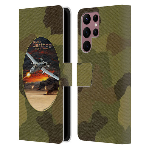 Larry Grossman Retro Collection A-10 Warthog Leather Book Wallet Case Cover For Samsung Galaxy S22 Ultra 5G