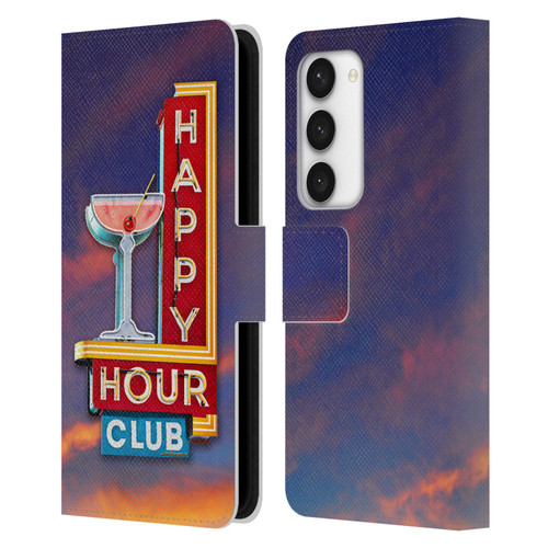 Larry Grossman Retro Collection Happy Hour Club Leather Book Wallet Case Cover For Samsung Galaxy S23 5G