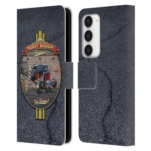 Larry Grossman Retro Collection Hot Rods Forever Leather Book Wallet Case Cover For Samsung Galaxy S23 5G