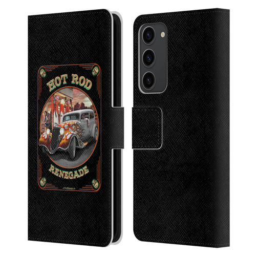 Larry Grossman Retro Collection Hot Rod Renegade Leather Book Wallet Case Cover For Samsung Galaxy S23+ 5G