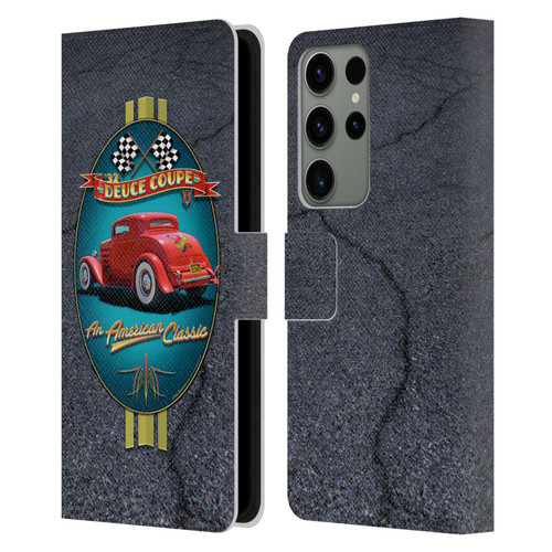 Larry Grossman Retro Collection Deuce Coupe Classic Leather Book Wallet Case Cover For Samsung Galaxy S23 Ultra 5G