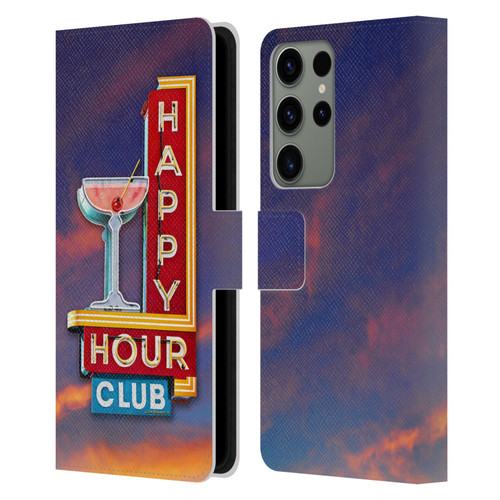 Larry Grossman Retro Collection Happy Hour Club Leather Book Wallet Case Cover For Samsung Galaxy S23 Ultra 5G