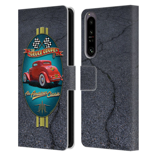 Larry Grossman Retro Collection Deuce Coupe Classic Leather Book Wallet Case Cover For Sony Xperia 1 IV