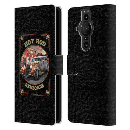 Larry Grossman Retro Collection Hot Rod Renegade Leather Book Wallet Case Cover For Sony Xperia Pro-I
