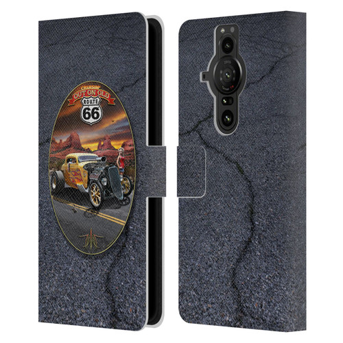 Larry Grossman Retro Collection Route 66 Hot Rod Coupe Leather Book Wallet Case Cover For Sony Xperia Pro-I