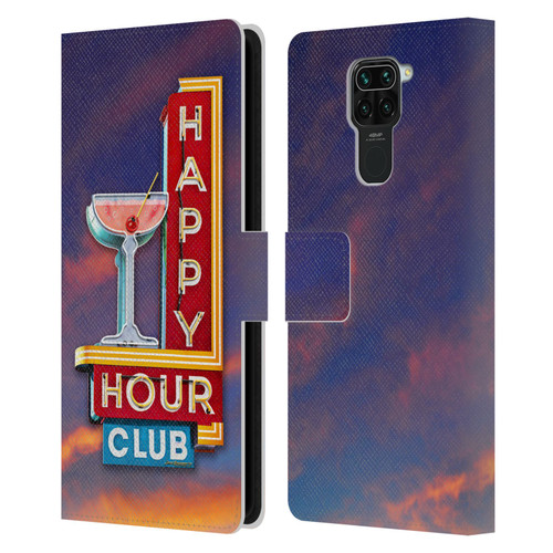 Larry Grossman Retro Collection Happy Hour Club Leather Book Wallet Case Cover For Xiaomi Redmi Note 9 / Redmi 10X 4G