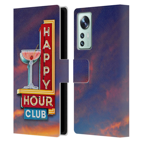 Larry Grossman Retro Collection Happy Hour Club Leather Book Wallet Case Cover For Xiaomi 12