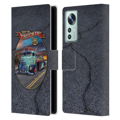 Larry Grossman Retro Collection Keep on Truckin' Rt. 66 Leather Book Wallet Case Cover For Xiaomi 12