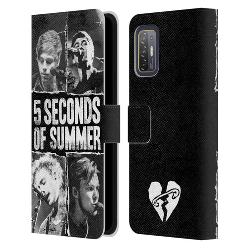 5 Seconds of Summer Posters Torn Papers 2 Leather Book Wallet Case Cover For HTC Desire 21 Pro 5G