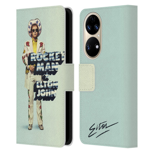 Elton John Artwork Rocket Man Single Leather Book Wallet Case Cover For Huawei P50