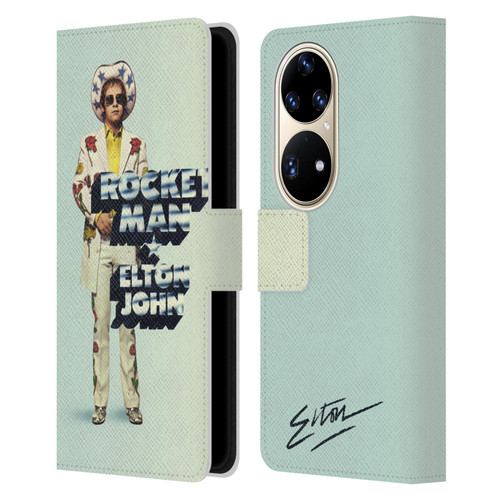 Elton John Artwork Rocket Man Single Leather Book Wallet Case Cover For Huawei P50 Pro