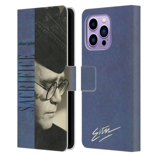 Elton John Artwork Sacrifice Single Leather Book Wallet Case Cover For Apple iPhone 14 Pro Max