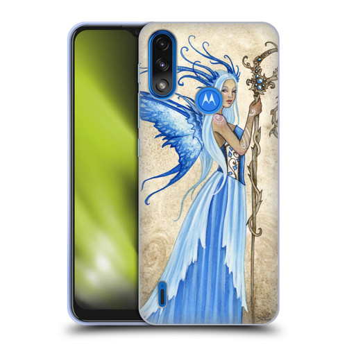 Amy Brown Elemental Fairies Blue Goddess Soft Gel Case for Motorola Moto E7 Power / Moto E7i Power