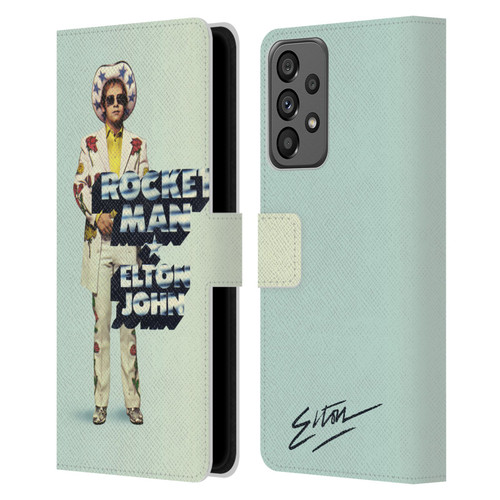 Elton John Artwork Rocket Man Single Leather Book Wallet Case Cover For Samsung Galaxy A73 5G (2022)
