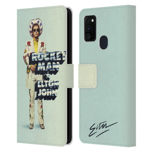 Elton John Artwork Rocket Man Single Leather Book Wallet Case Cover For Samsung Galaxy M30s (2019)/M21 (2020)