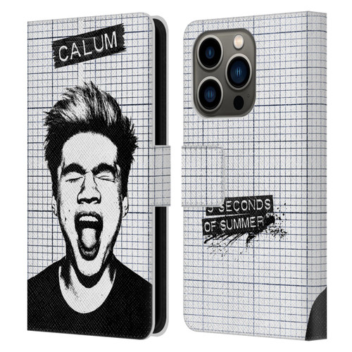 5 Seconds of Summer Solos Grained Calum Leather Book Wallet Case Cover For Apple iPhone 14 Pro