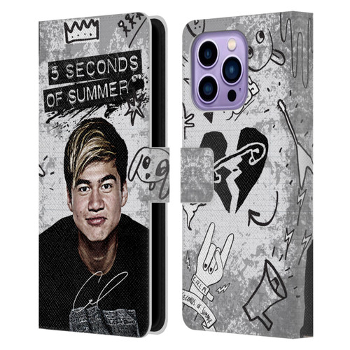 5 Seconds of Summer Solos Vandal Calum Leather Book Wallet Case Cover For Apple iPhone 14 Pro Max
