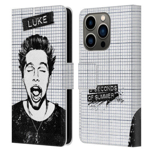 5 Seconds of Summer Solos Grained Luke Leather Book Wallet Case Cover For Apple iPhone 14 Pro