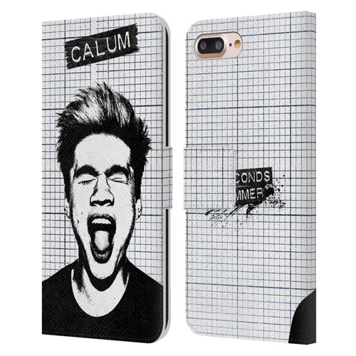 5 Seconds of Summer Solos Grained Calum Leather Book Wallet Case Cover For Apple iPhone 7 Plus / iPhone 8 Plus