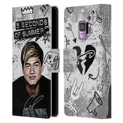 5 Seconds of Summer Solos Vandal Calum Leather Book Wallet Case Cover For Samsung Galaxy S9