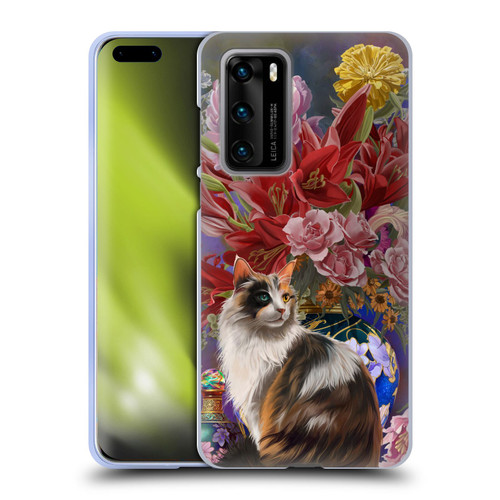 Nene Thomas Art Cat With Bouquet Of Flowers Soft Gel Case for Huawei P40 5G