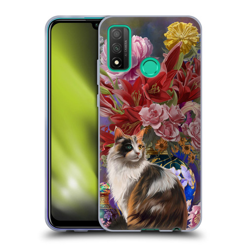 Nene Thomas Art Cat With Bouquet Of Flowers Soft Gel Case for Huawei P Smart (2020)