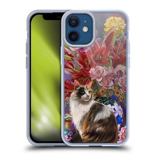 Nene Thomas Art Cat With Bouquet Of Flowers Soft Gel Case for Apple iPhone 12 Mini