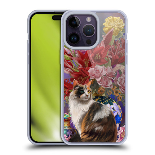 Nene Thomas Art Cat With Bouquet Of Flowers Soft Gel Case for Apple iPhone 14 Pro Max