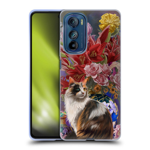 Nene Thomas Art Cat With Bouquet Of Flowers Soft Gel Case for Motorola Edge 30