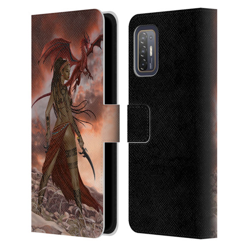 Nene Thomas Art African Warrior Woman & Dragon Leather Book Wallet Case Cover For HTC Desire 21 Pro 5G