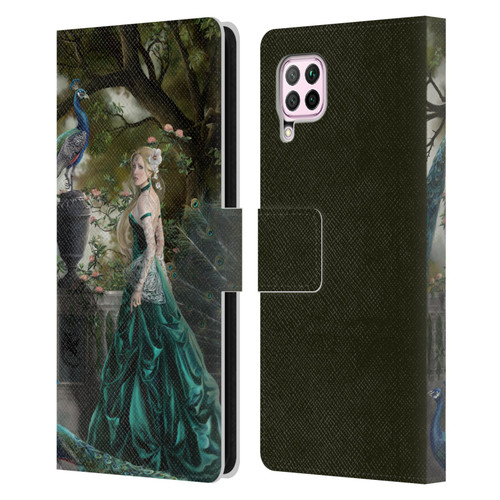 Nene Thomas Art Peacock & Princess In Emerald Leather Book Wallet Case Cover For Huawei Nova 6 SE / P40 Lite