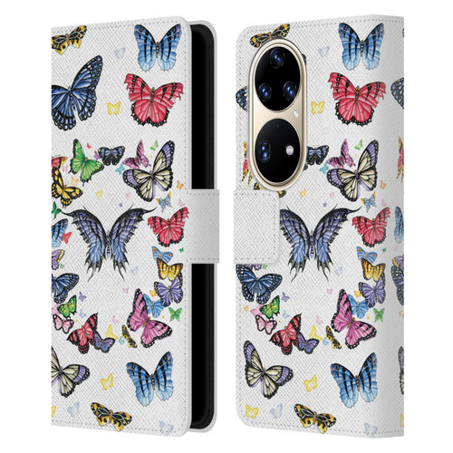 Nene Thomas Art Butterfly Pattern Leather Book Wallet Case Cover For Huawei P50 Pro