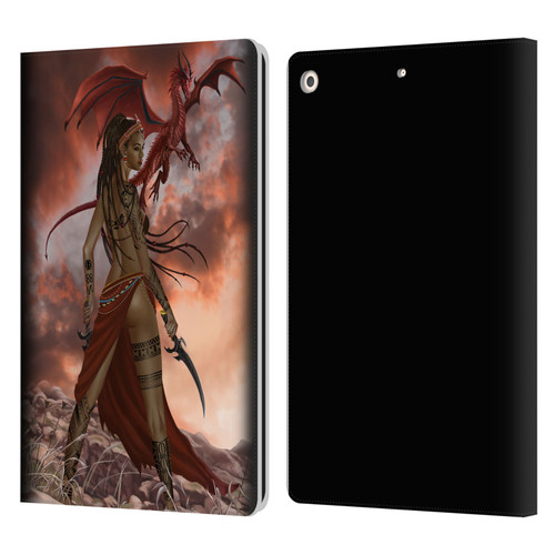 Nene Thomas Art African Warrior Woman & Dragon Leather Book Wallet Case Cover For Apple iPad 10.2 2019/2020/2021
