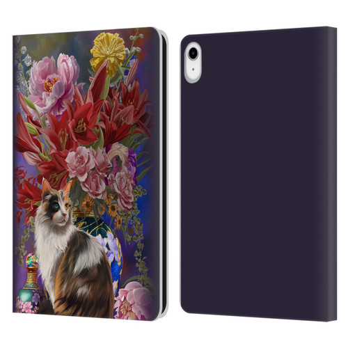Nene Thomas Art Cat With Bouquet Of Flowers Leather Book Wallet Case Cover For Apple iPad 10.9 (2022)