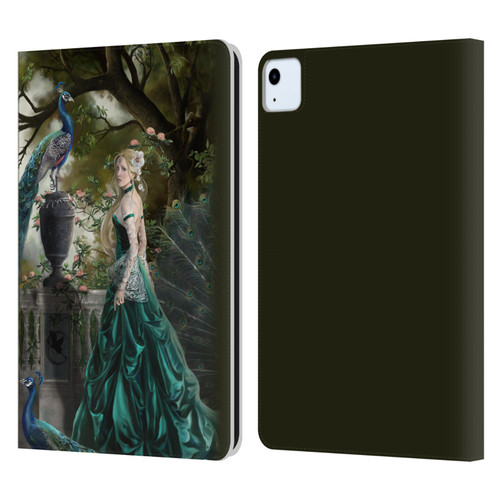 Nene Thomas Art Peacock & Princess In Emerald Leather Book Wallet Case Cover For Apple iPad Air 2020 / 2022