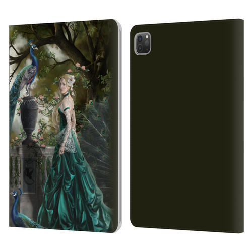 Nene Thomas Art Peacock & Princess In Emerald Leather Book Wallet Case Cover For Apple iPad Pro 11 2020 / 2021 / 2022