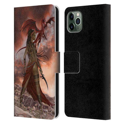 Nene Thomas Art African Warrior Woman & Dragon Leather Book Wallet Case Cover For Apple iPhone 11 Pro Max